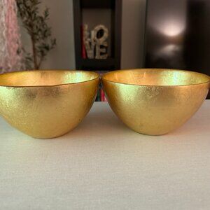 Two Gold Ceramic Bowls